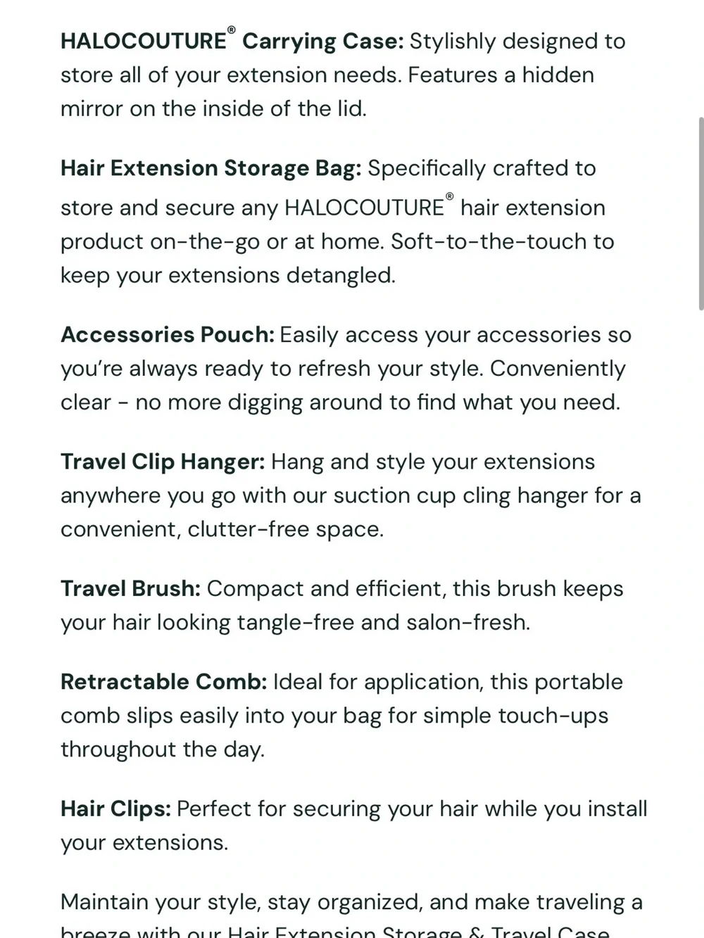 NEW HALOCOUTURE Hair Extension Storage & Travel Case – Complete Set